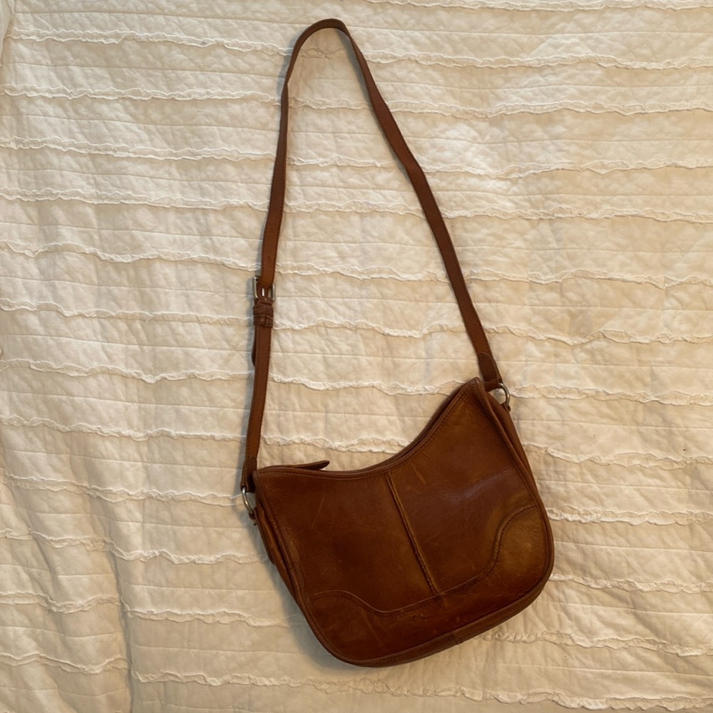 Frye Womens Cara Bag Brown Distressed Saddle Leather Shoulder Crossbody Boho